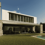 Galería con pileta en casa diseñada en Escobar Zona Norte